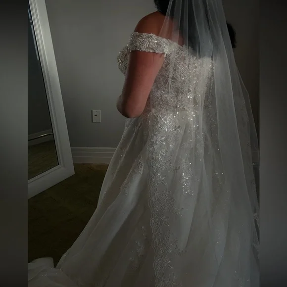 Stunning Ivory Sequin Wedding Dress - Picture 4 of 16